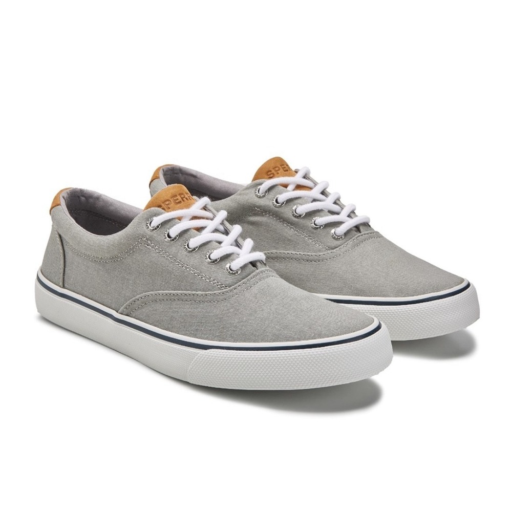 Sperry Top Sider Men's Striper II CVO Sneaker Grey Canvas Lace Up Low Top Shoe